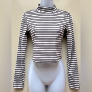 White and Gray Stripes Long Sleeve Shirt